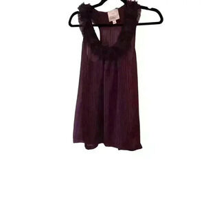 Romeo&Juliet Couture embellished collar sleeveless sheer purple blouse size L